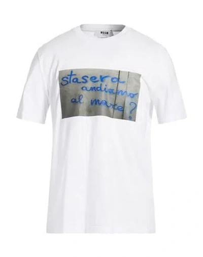 Msgm Man T-shirt White Size Xs Cotton