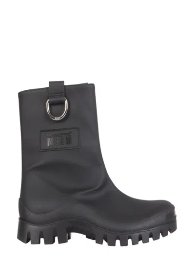 MSGM MATTE BLACK MID-CALF RAIN BOOTS