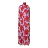 Msgm Maxi Dress With High Neckline And Cape-like Sleeves In Multi