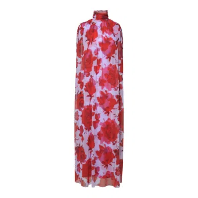 MSGM MAXI DRESS WITH HIGH NECKLINE AND CAPE-LIKE SLEEVES