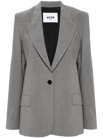 MSGM MEDIUM GREY CLASSIC JACKET WITH BUTTON