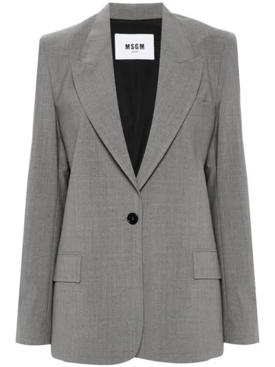 MSGM MSGM MEDIUM GREY CLASSIC JACKET WITH BUTTON