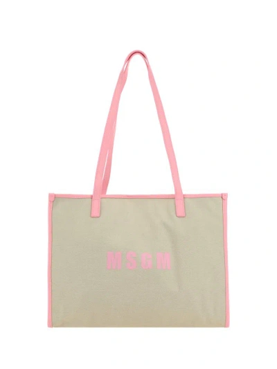 Msgm Medium Logo In Beige