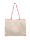 Msgm Medium Logo-print Tote Bag In Neutrals