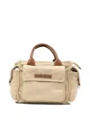 Msgm Medium Top-handle Flap-pockets Bag In Neutral
