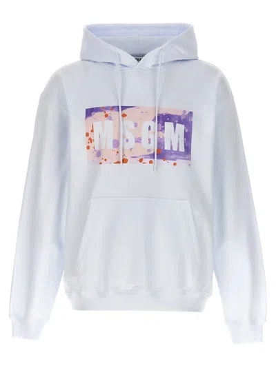 Msgm Men's Camo Season Box Logo Hoodie In White