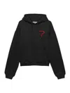 Msgm Black Hoodie With Detail On The Front In Cotton Man In Black