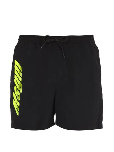 MSGM MSGM MEN'S LOGO PRINT BERMUDA SHORTS