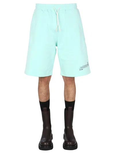 Msgm Men's Mini Bermuda Shorts With Elastic Waist In Green