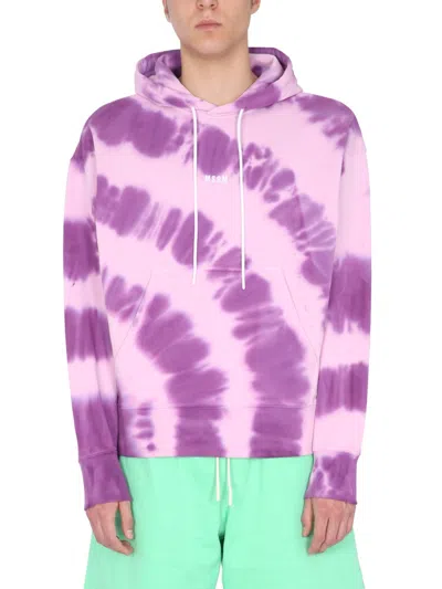 MSGM MSGM MEN'S PRINTED HOODIE SWEATSHIRT WITH DRAWSTRING