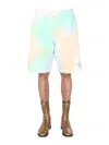 Msgm Tie Dye Pattern Bermuda In Blue