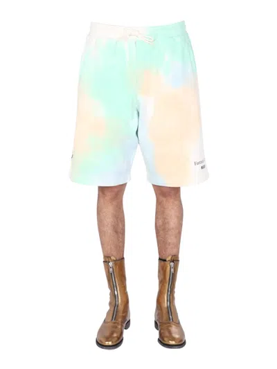 Msgm Men's Tie Dye Pattern Bermuda Shorts In Multicolour
