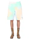 Msgm Tie Dye Pattern Bermuda In Multicolour