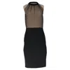 Msgm Mesh-accent Midi Dress In Black And Neutrals Viscose In Black