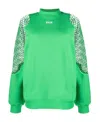 Msgm Mesh Detail Round-neck Sweater In Green