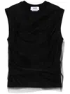Msgm Mesh Detailing Top In Black