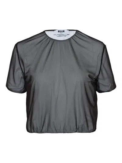 Msgm Mesh T-shirt In Black