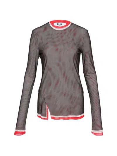 Msgm Mesh Top In Black