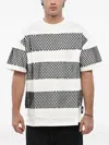 Msgm Mesh-panelled Striped T-shirt In Multi
