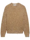 Msgm Metallic Detailing Crew Neck Jumper In Neutrals