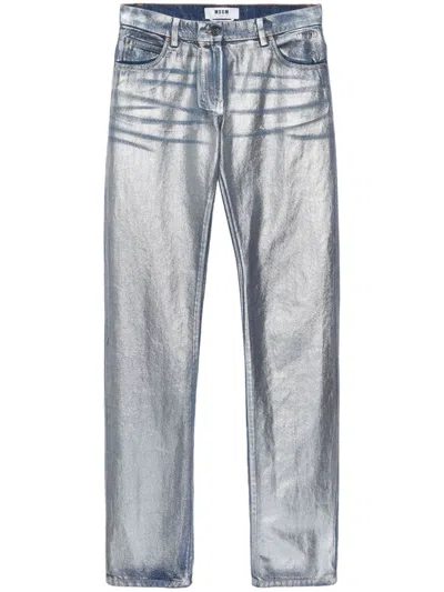 Msgm Gerade Jeans Mit Metallic-finish In Grey