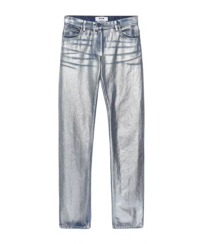 MSGM METALLIC-FINISH STRAIGHT JEANS