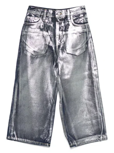 Msgm Kids' Metallic Jeans  In Silver