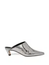 Msgm Metallic Leather Mules In Silver