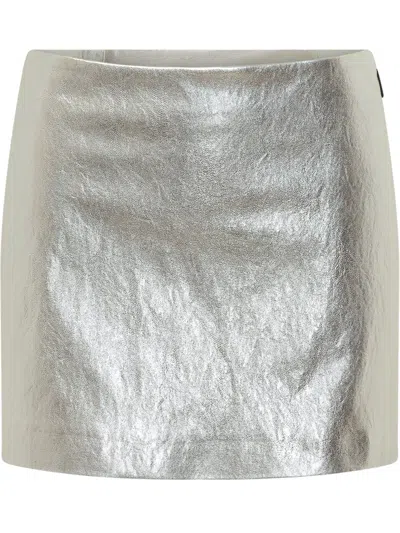 Msgm Metallic Mini Skirt In Silver