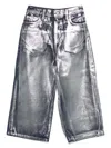 Msgm Metallic Silver Jeans In Blue