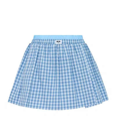 Msgm Micro Check Skorts In Blue