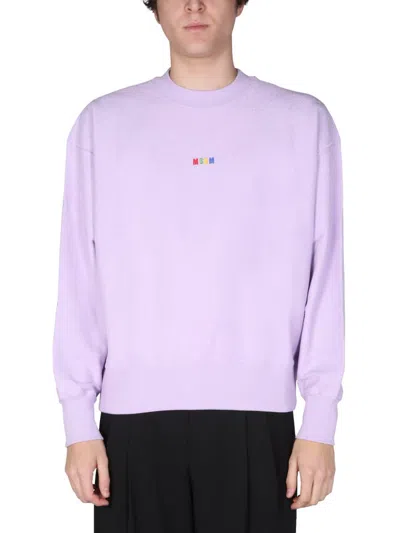 Msgm Micro Logo Sweatshirt In Lilac
