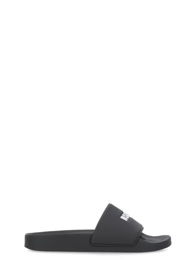 Msgm Micrologo Slippers In Black