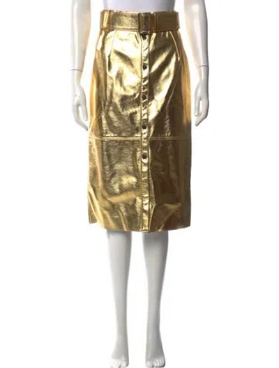 Pre-owned Msgm Midi Length Skirt In Gold