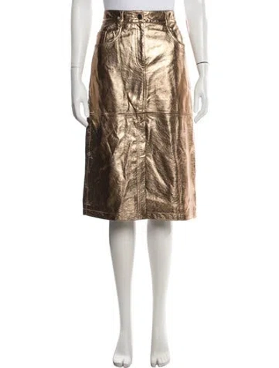 Pre-owned Msgm Midi Length Skirt In Gold