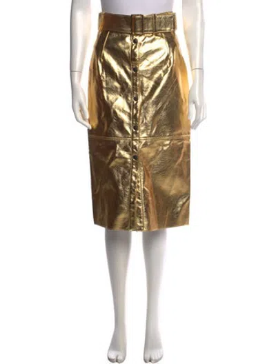 Pre-owned Msgm Midi Length Skirt In Gold/metallic