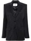 Msgm Pinstripe Wrap Blazer In Navy Blue