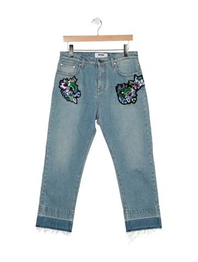 Pre-owned Msgm Mid-rise Straight Leg Jeans In Blue