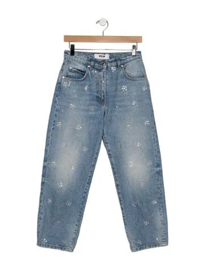 Pre-owned Msgm Mid-rise Straight Leg Jeans In Blue