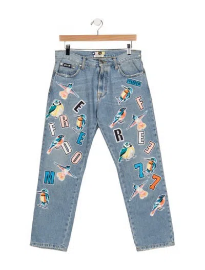 Pre-owned Msgm Mid-rise Straight Leg Jeans In Blue