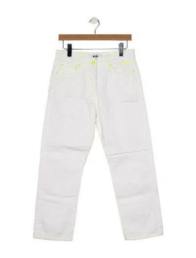 Pre-owned Msgm Mid-rise Straight Leg Jeans In White