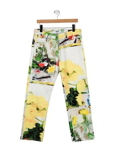 Pre-owned Msgm Mid-rise Straight Leg Jeans In White