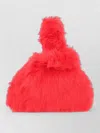 Msgm Mini Bag Unique Shape Faux Fur Texture In Red