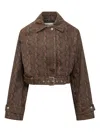 Msgm Mini Belted Short Jacket In Brown