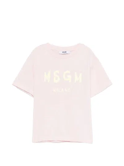 Msgm Mini Boys' Casual T-shirt In Pink