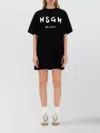 Msgm Mini Crew Neck Dress With Short Sleeves In Schwarz