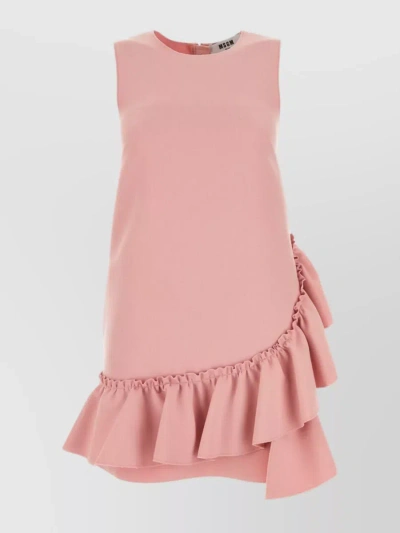 Msgm Ruffled-trim Sleeveless Mini Dress In Multi-colored