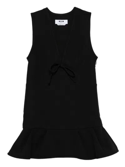 MSGM MINI DRESS WITH V-NECK AND BOW DETAIL MSGM