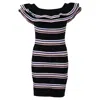 Msgm Mini Friday Off-shoulder Ruffle Striped Dress In Multicolor Cotton In Multi