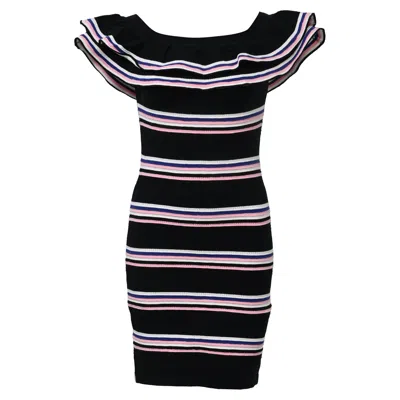 Msgm Mini Friday Off-shoulder Ruffle Striped Dress In Multicolor Cotton
